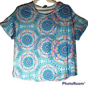 Beyond This Plane women's plus size 2X geometric print pullover blouse. NWT 816